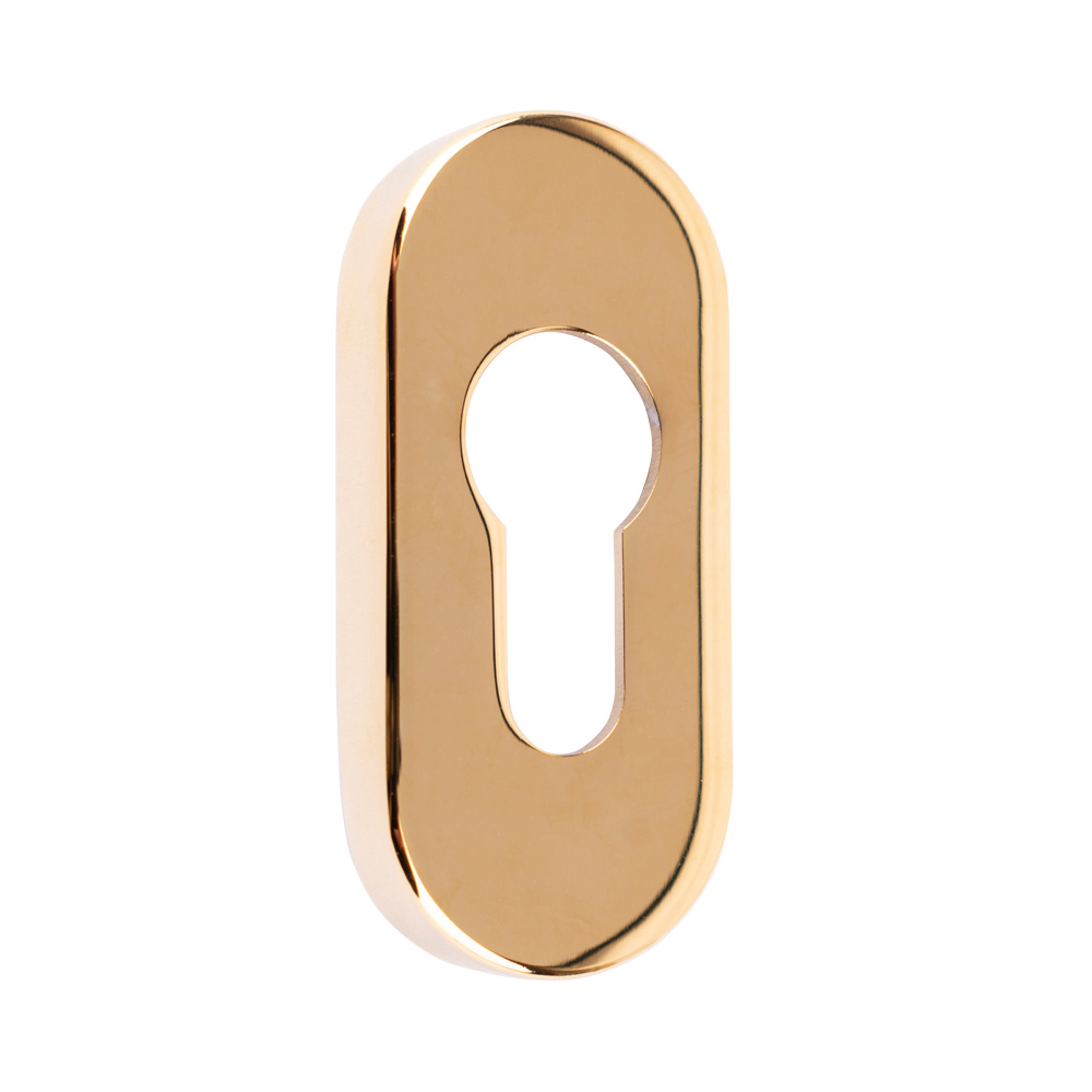 Oval Euro Escutcheon 70mm x 32mm x 10mm (Set of 2) - Polished Brass